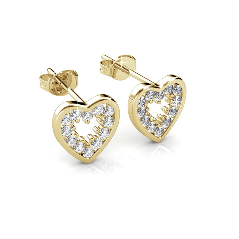 Ainsley 18k Weißgold plattierte Herz-Ohrringe mit Swarovski-Kristallen