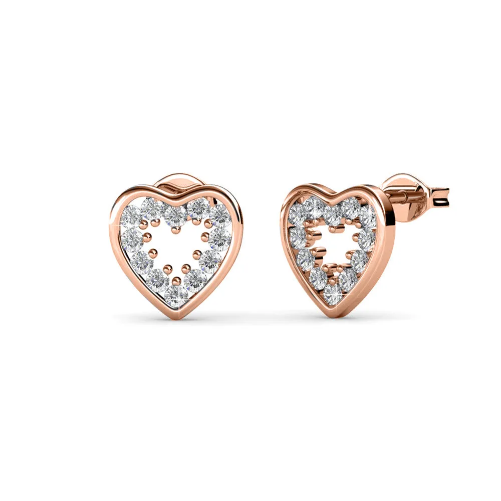 Ainsley 18k Weißgold plattierte Herz-Ohrringe mit Swarovski-Kristallen