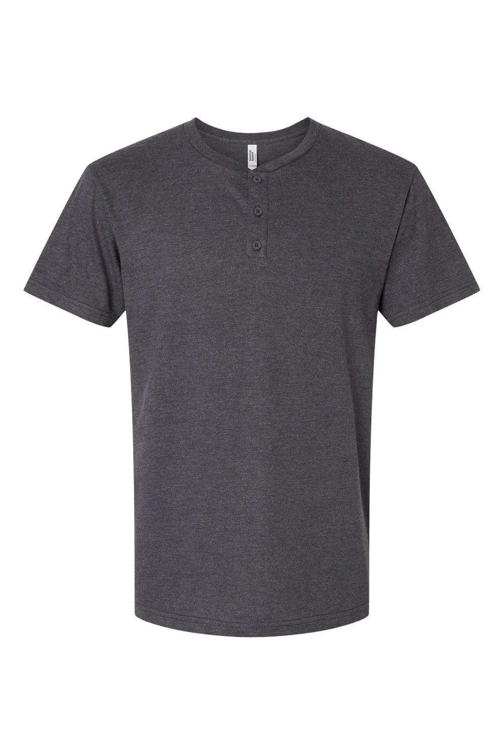 American Apparel Herren CVC Kurzarm Henley T-Shirt - Heather Charcoal Grey