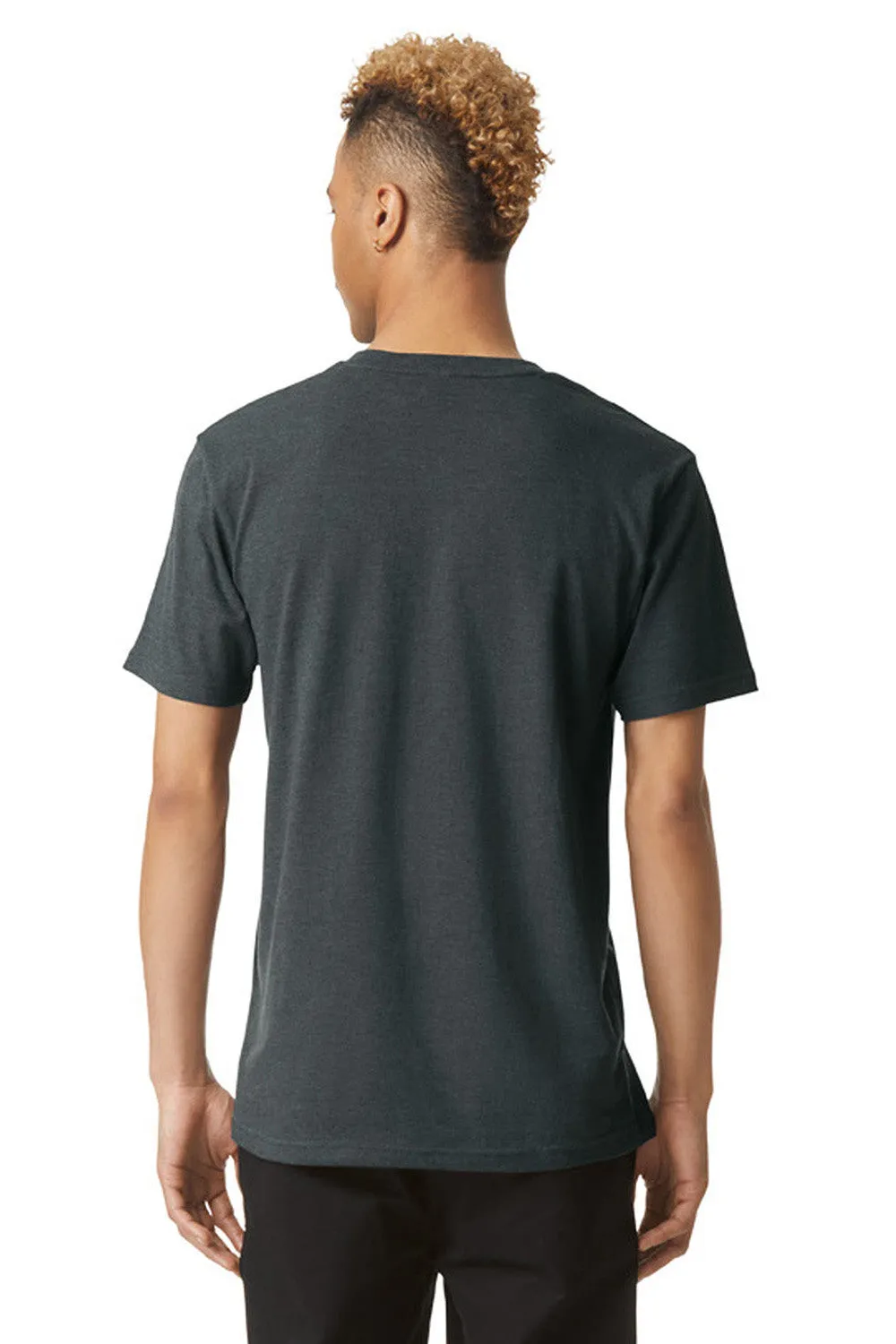American Apparel Herren CVC Kurzarm Henley T-Shirt - Heather Charcoal Grey