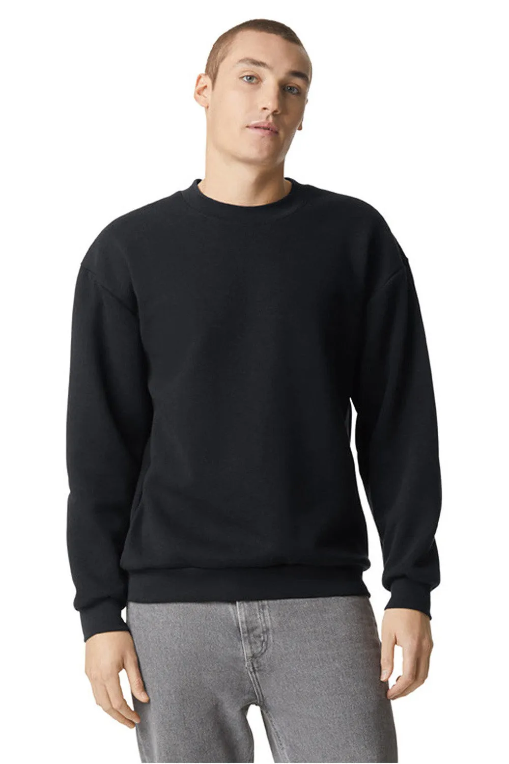 American Apparel Herren ReFlex Fleece Crewneck Sweatshirt - Schwarz