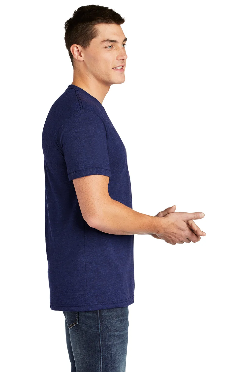 American Apparel Herren Track Kurzarm Rundhals T-Shirt - Indigoblau