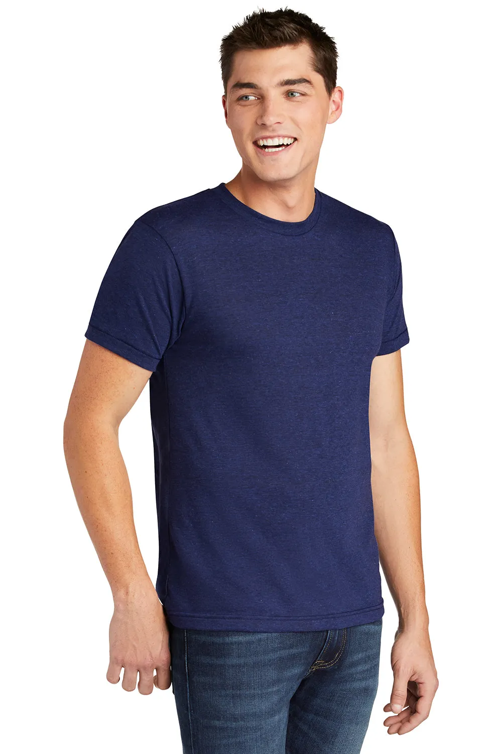 American Apparel Herren Track Kurzarm Rundhals T-Shirt - Indigoblau