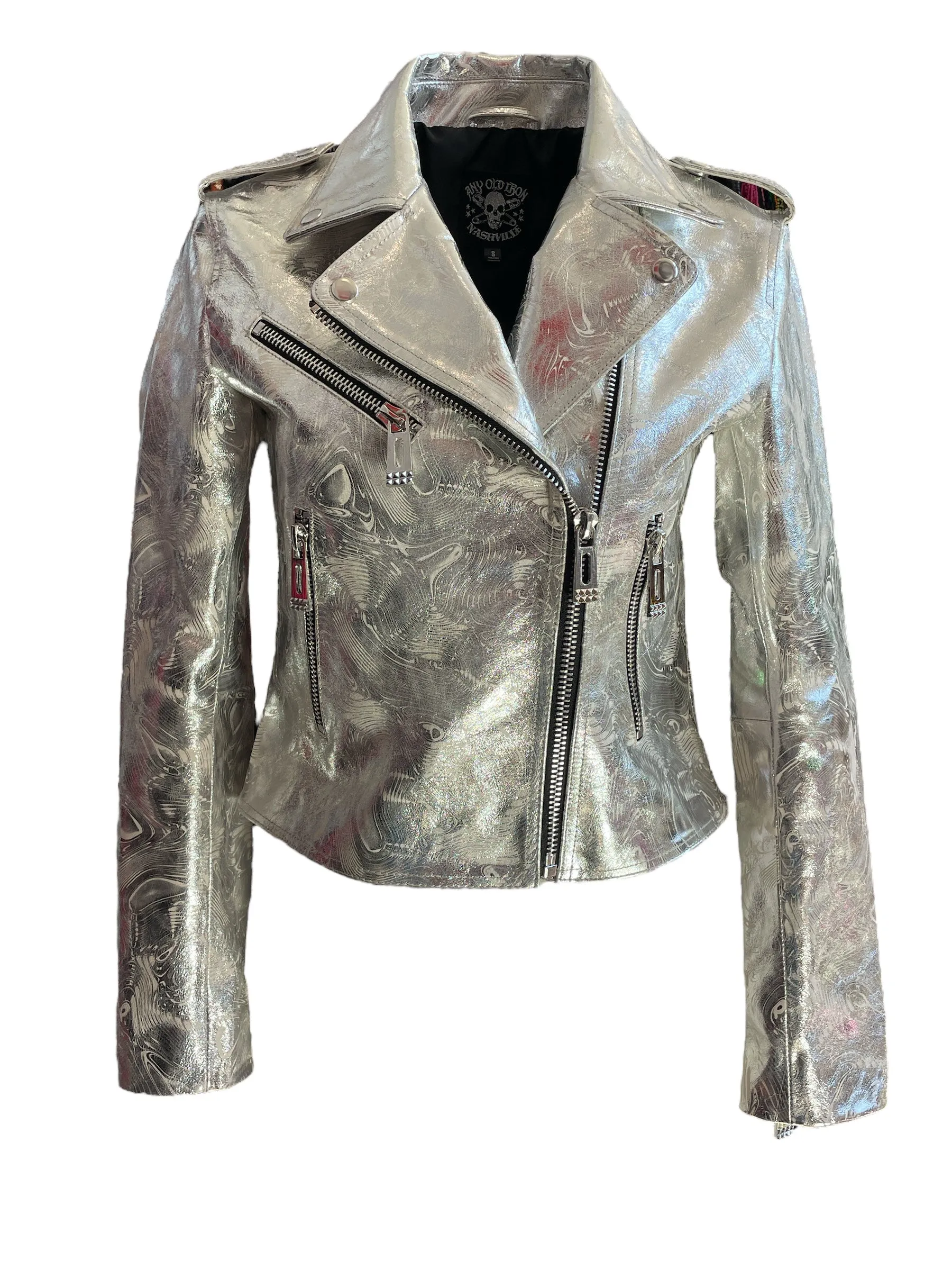 Any Old Iron Graviertes Silbernes Moto-Jacke
