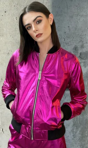 Any Old Iron Pink Metall Bomberjacke
