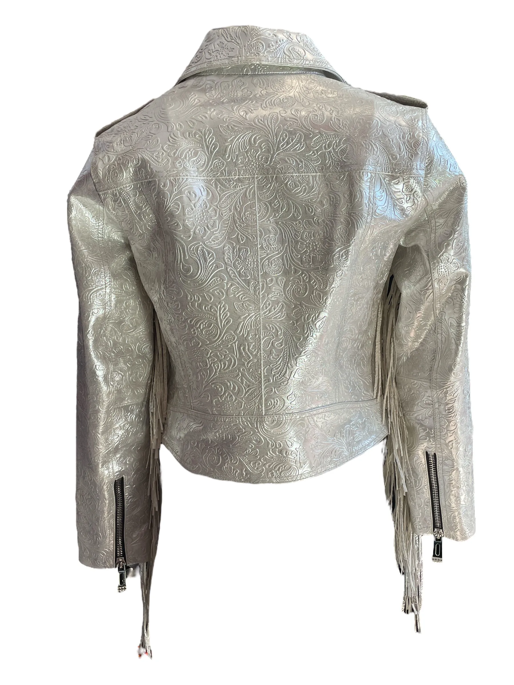Any Old Iron Silberne Wirbel Motorradjacke