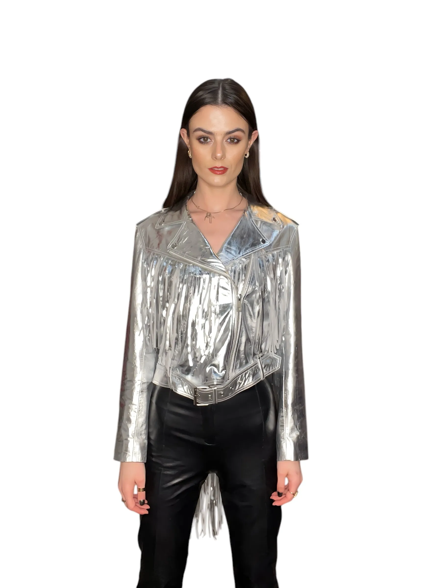Any Old Iron Super Silber Fransen Moto Jacke