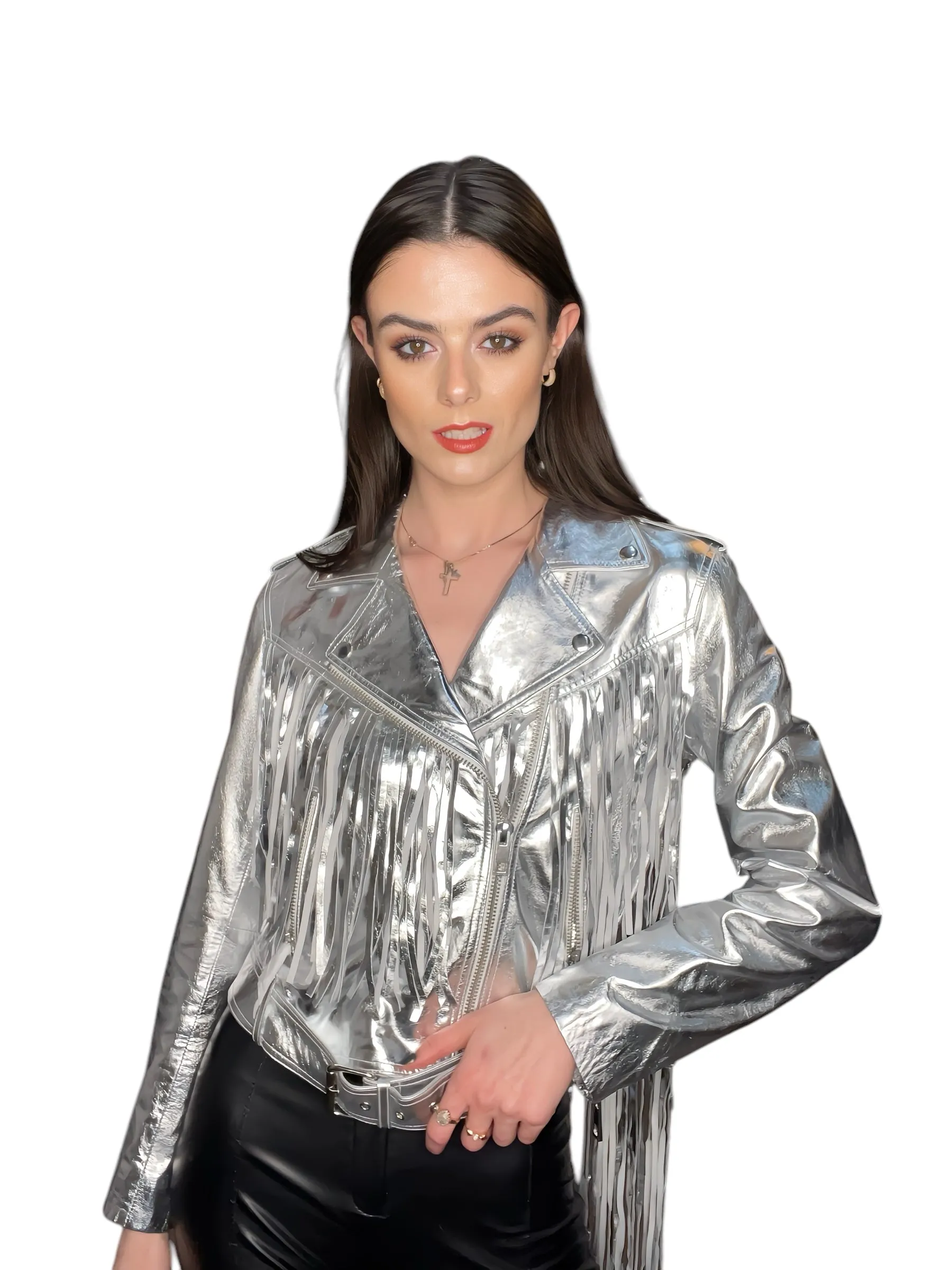 Any Old Iron Super Silber Fransen Moto Jacke