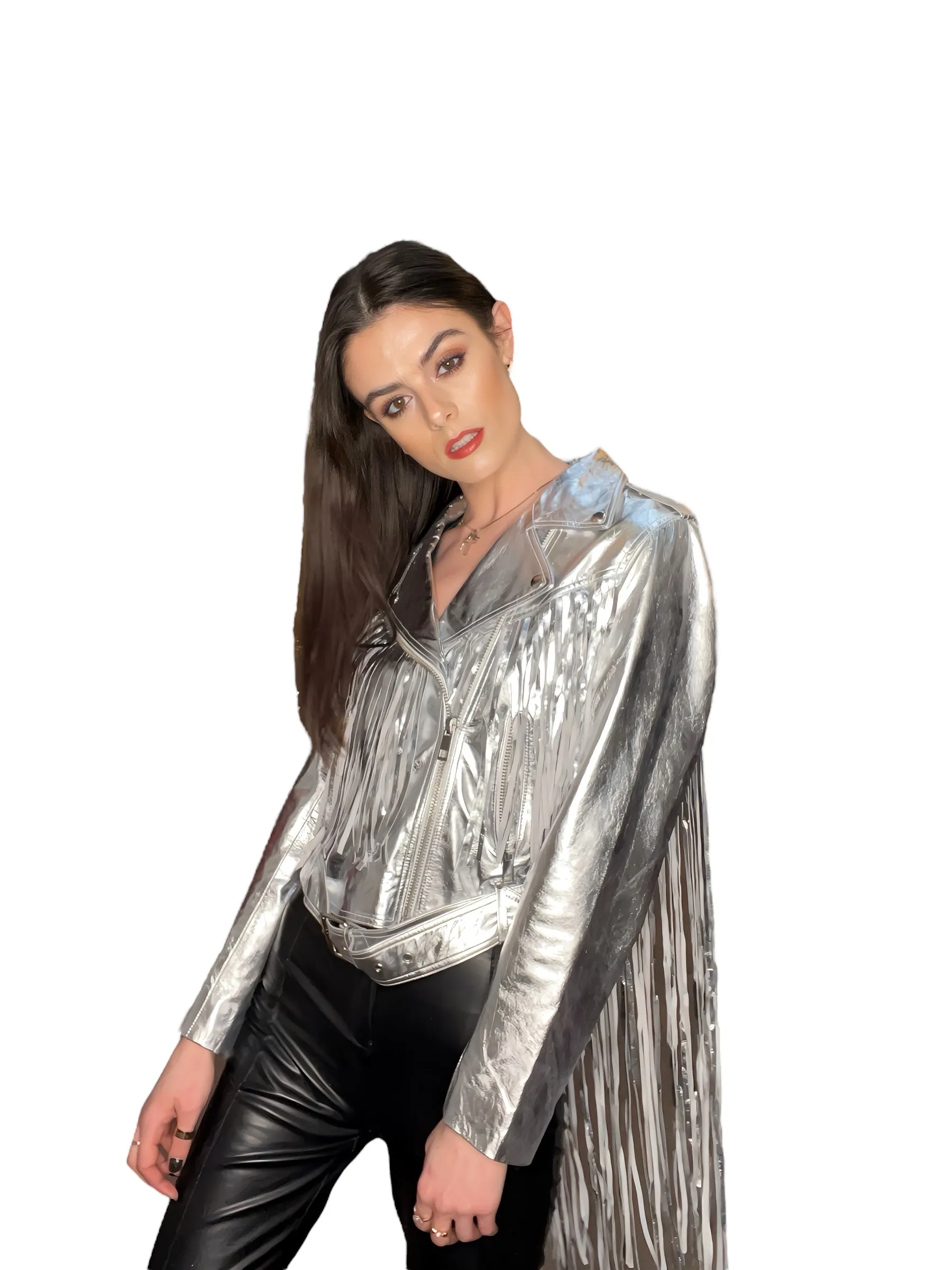 Any Old Iron Super Silber Fransen Moto Jacke