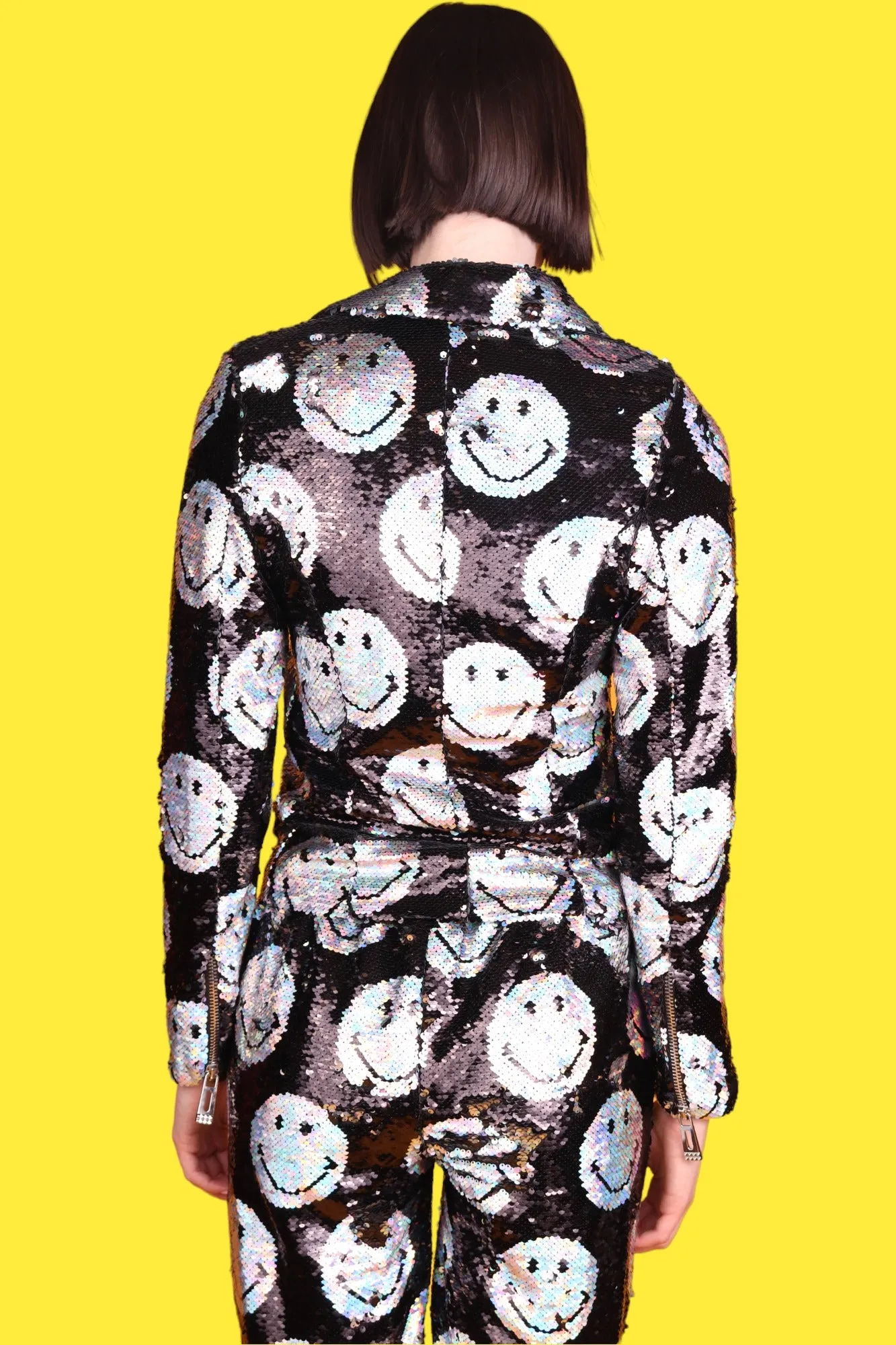 Any Old Iron x Smiley Schillernde Motorradjacke