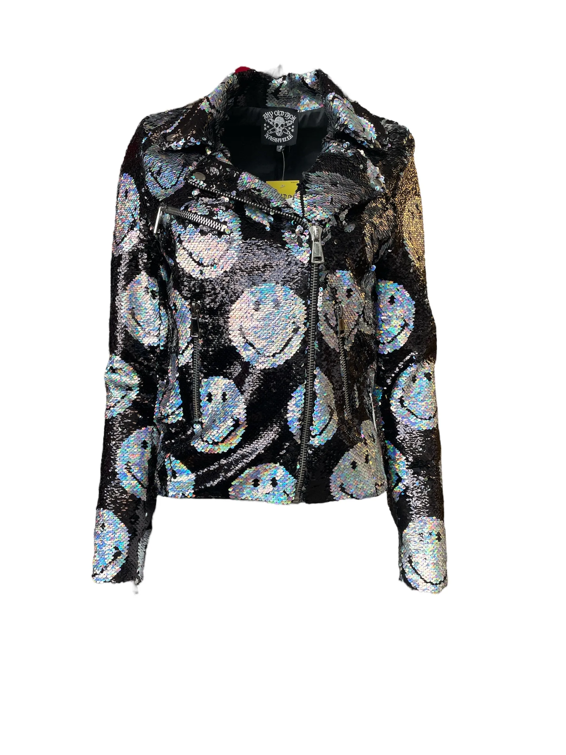 Any Old Iron x Smiley Schillernde Motorradjacke