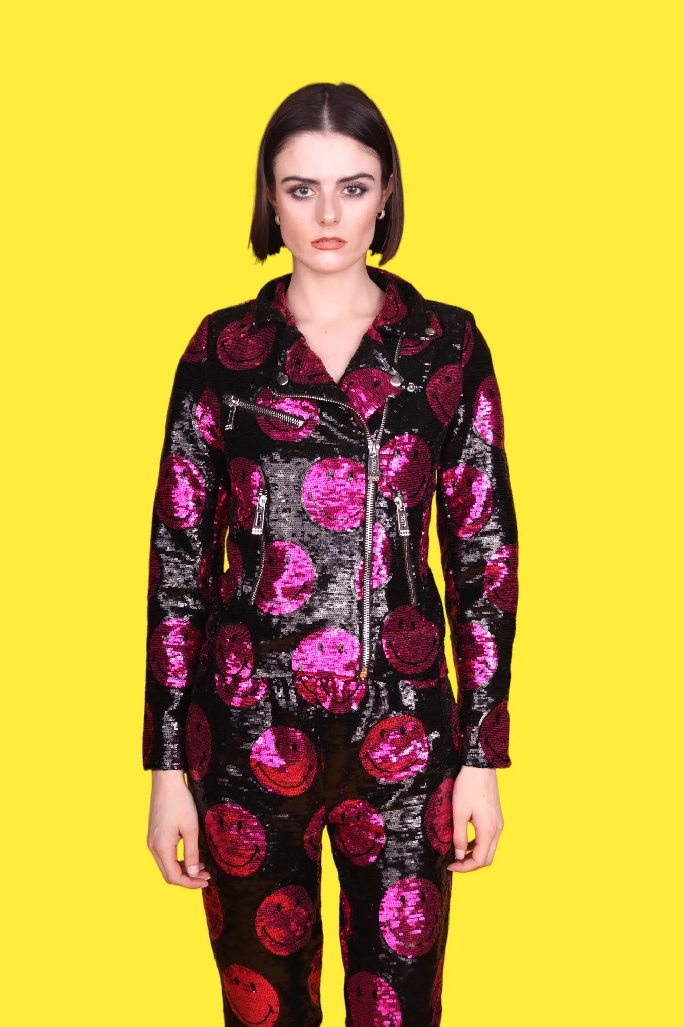Any Old Iron x Smiley Pink Motorradjacke