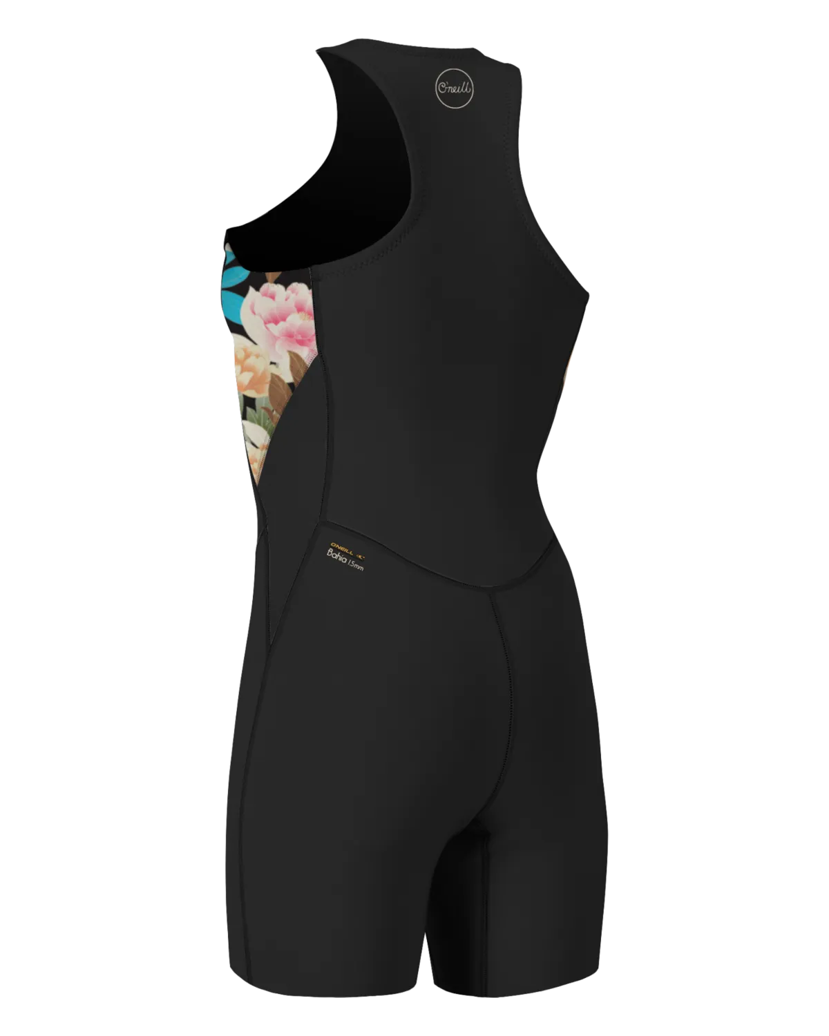 Bahia 1,5mm Front-Zip Short John Neoprenanzug in Schwarz & Mikah Blumenmuster
