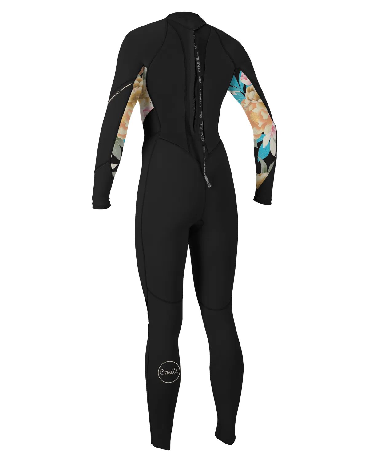 Bahia 3/2mm Neoprenanzug mit Rückenzip in Schwarz, Mikah Blumenmuster & Schwarz