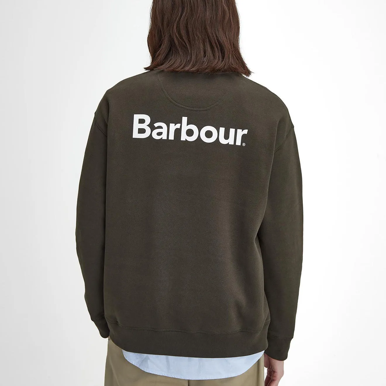 Barbour Brushed Nicholas OS Crewneck Sweatshirt Salbei