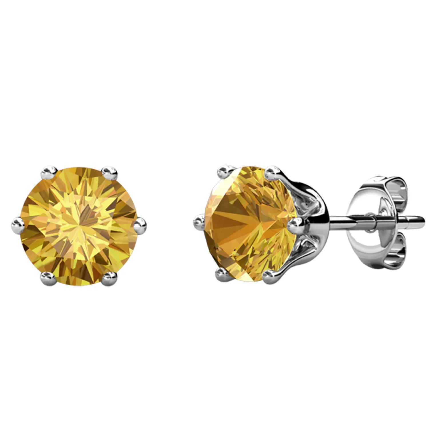 Geburtsstein Ohrringe 18k Weißgold beschichtet Stecker Ohrringe mit 1CT Solitär Swarovski Kristallen