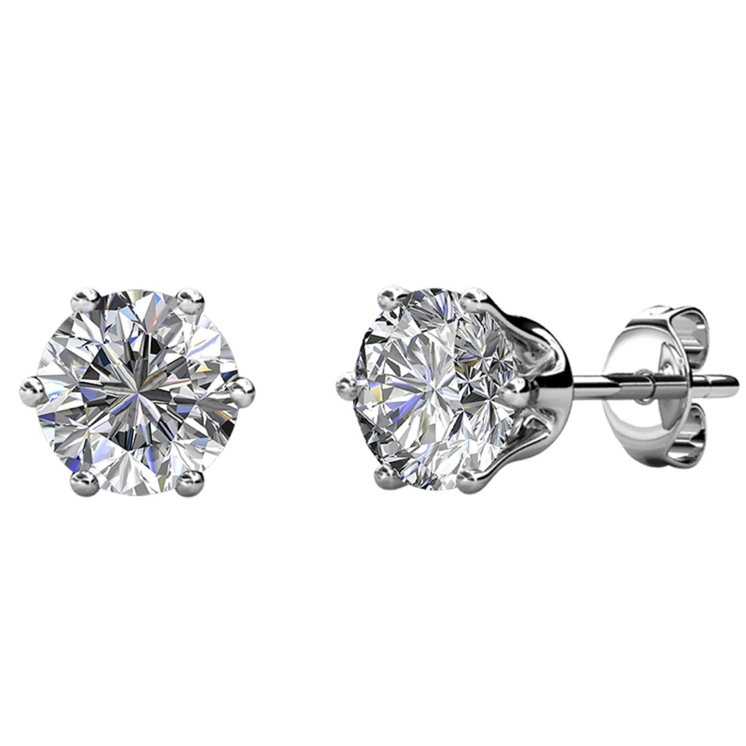 Geburtsstein Ohrringe 18k Weißgold beschichtet Stecker Ohrringe mit 1CT Solitär Swarovski Kristallen