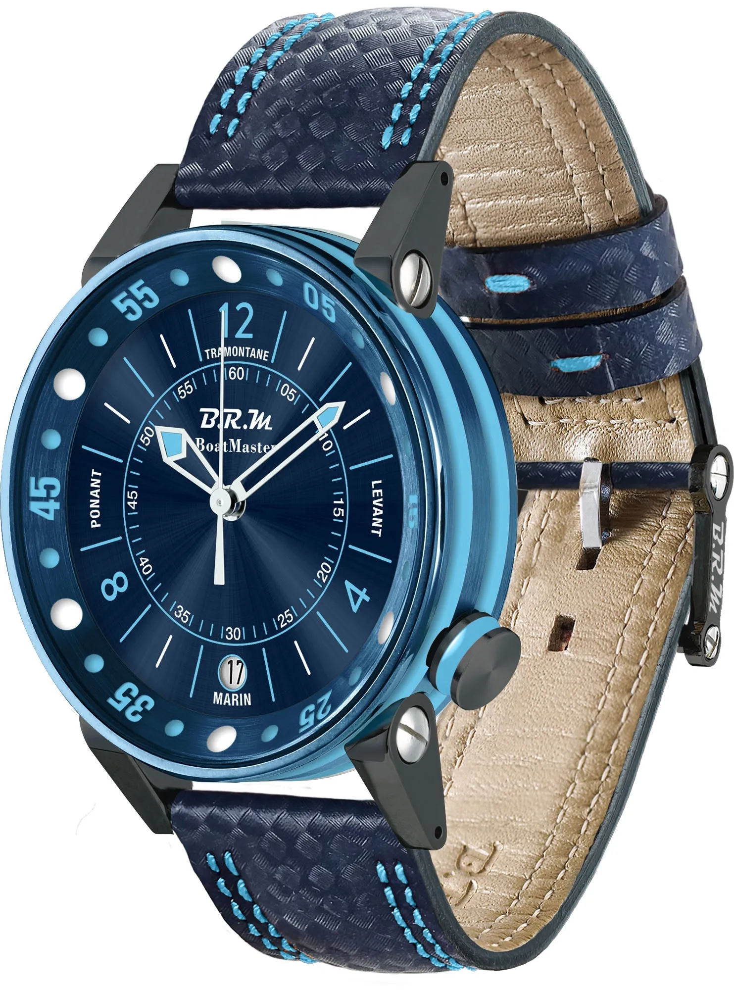 B.R.M Uhren B.R.M. Uhren Boat Master BM2 34mm Blaue Sonnenuhr