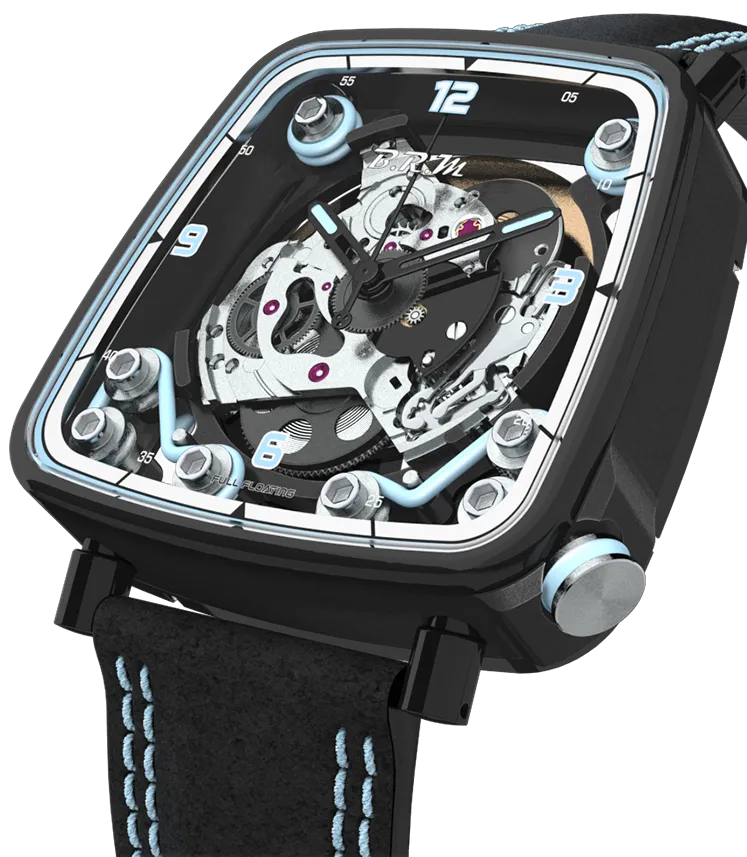 B.R.M Uhren B.R.M. Uhren FF39-40 Schwarz Titan Hellblaue Uhr