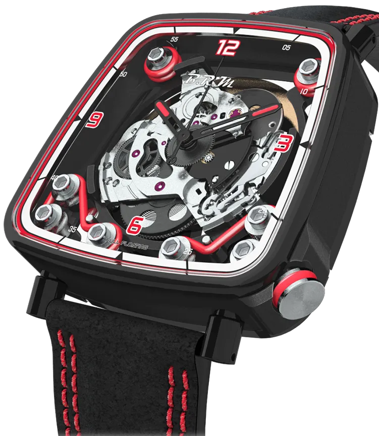 B.R.M Uhren B.R.M. Uhren FF39-40 Schwarz Titan Rot Uhr