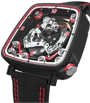 B.R.M Uhren B.R.M. Uhren FF39-40 Schwarz Titan Rot Uhr
