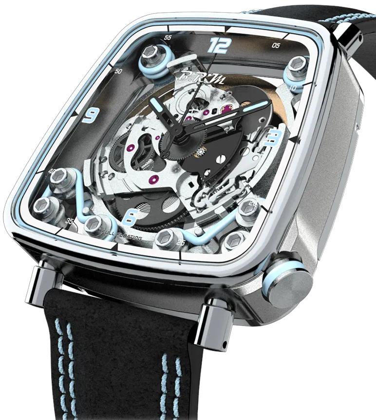 B.R.M Uhren B.R.M. Uhren FF39-40 Grau Titan Hellblaue Uhr