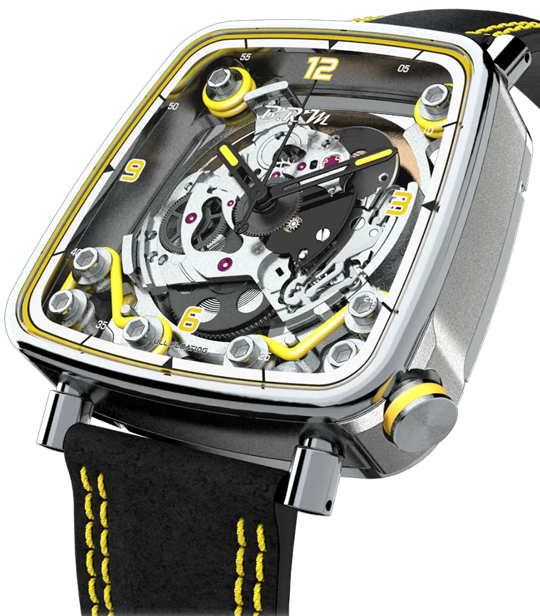 B.R.M Uhren B.R.M. Uhren FF39-40 Grau Titan Gelbe Uhr
