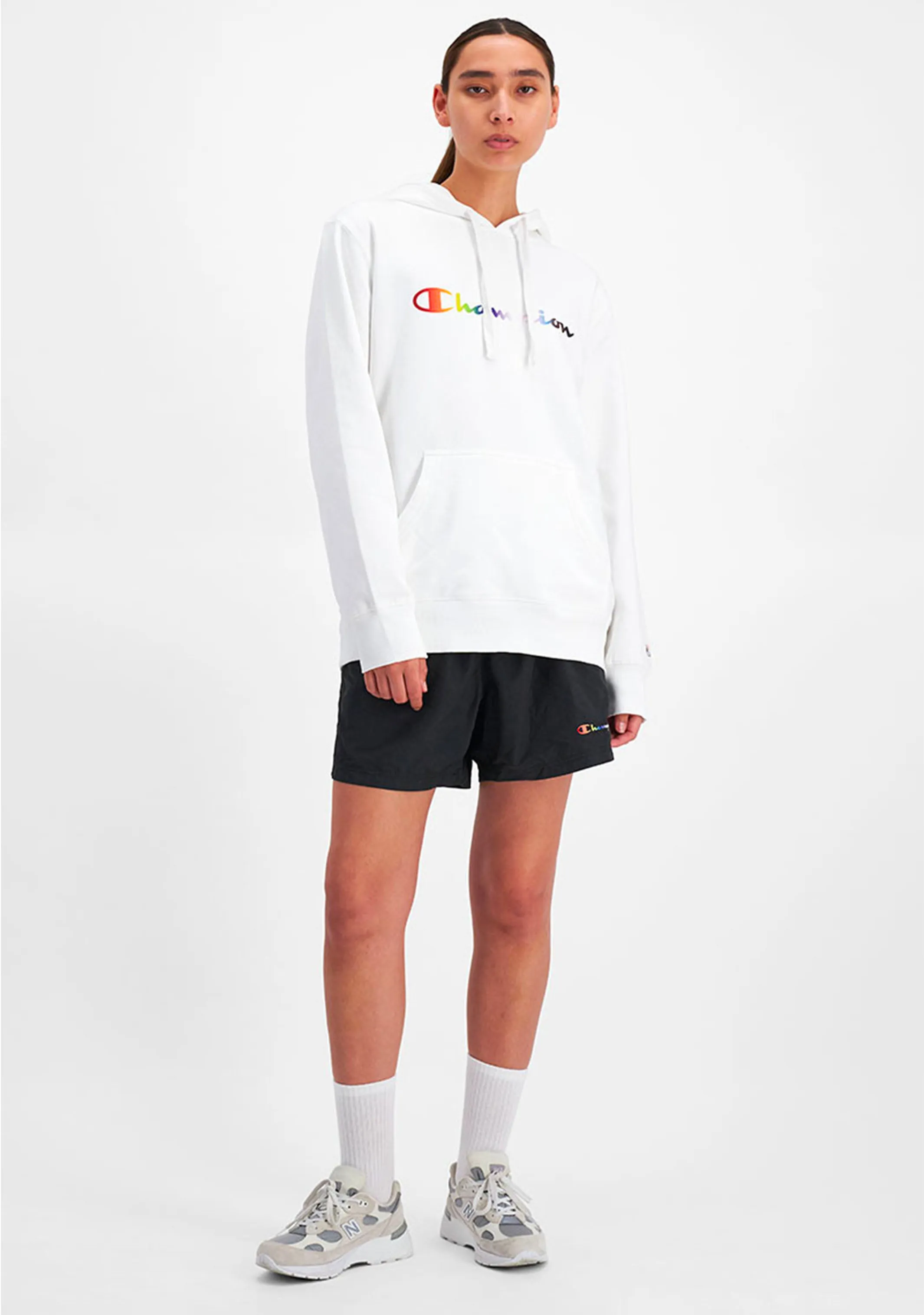 Champion Herren Athletic Pride Script Hoodie <BR> AURCN WIT