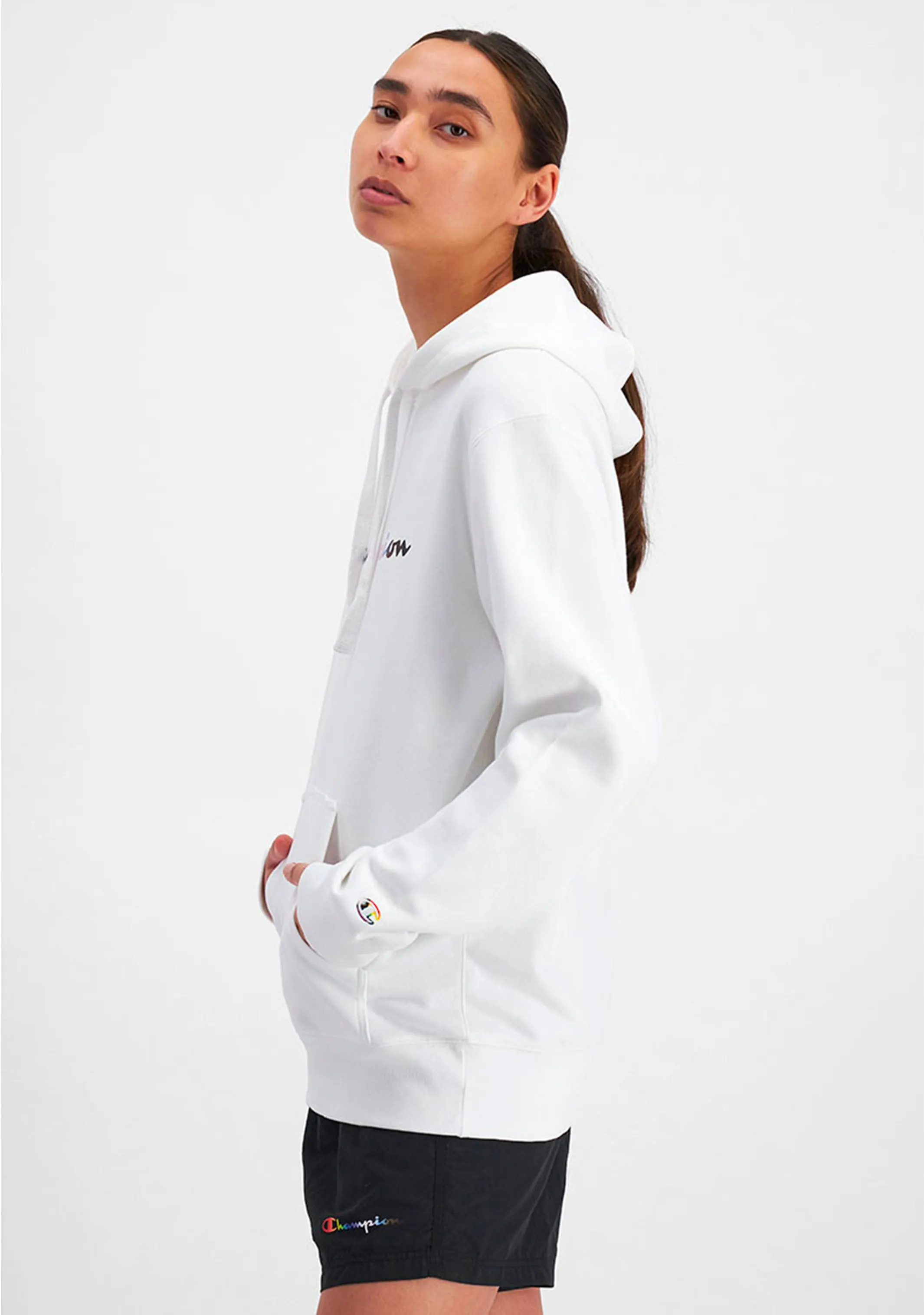 Champion Herren Athletic Pride Script Hoodie <BR> AURCN WIT