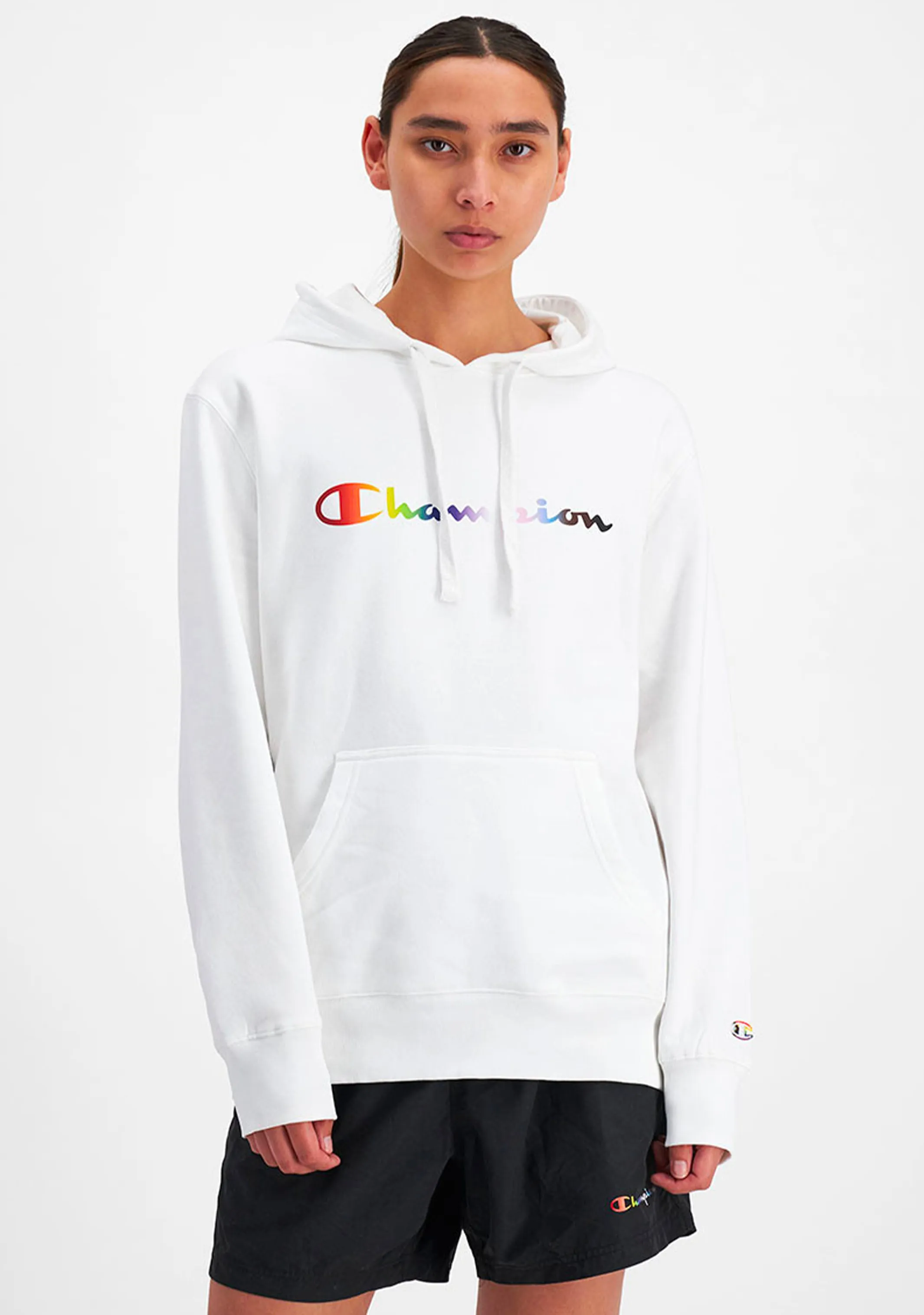 Champion Herren Athletic Pride Script Hoodie <BR> AURCN WIT