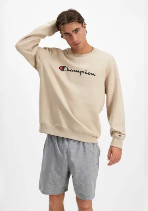 Champion Herren Beige Script Crew <BR> AY77N EQQ