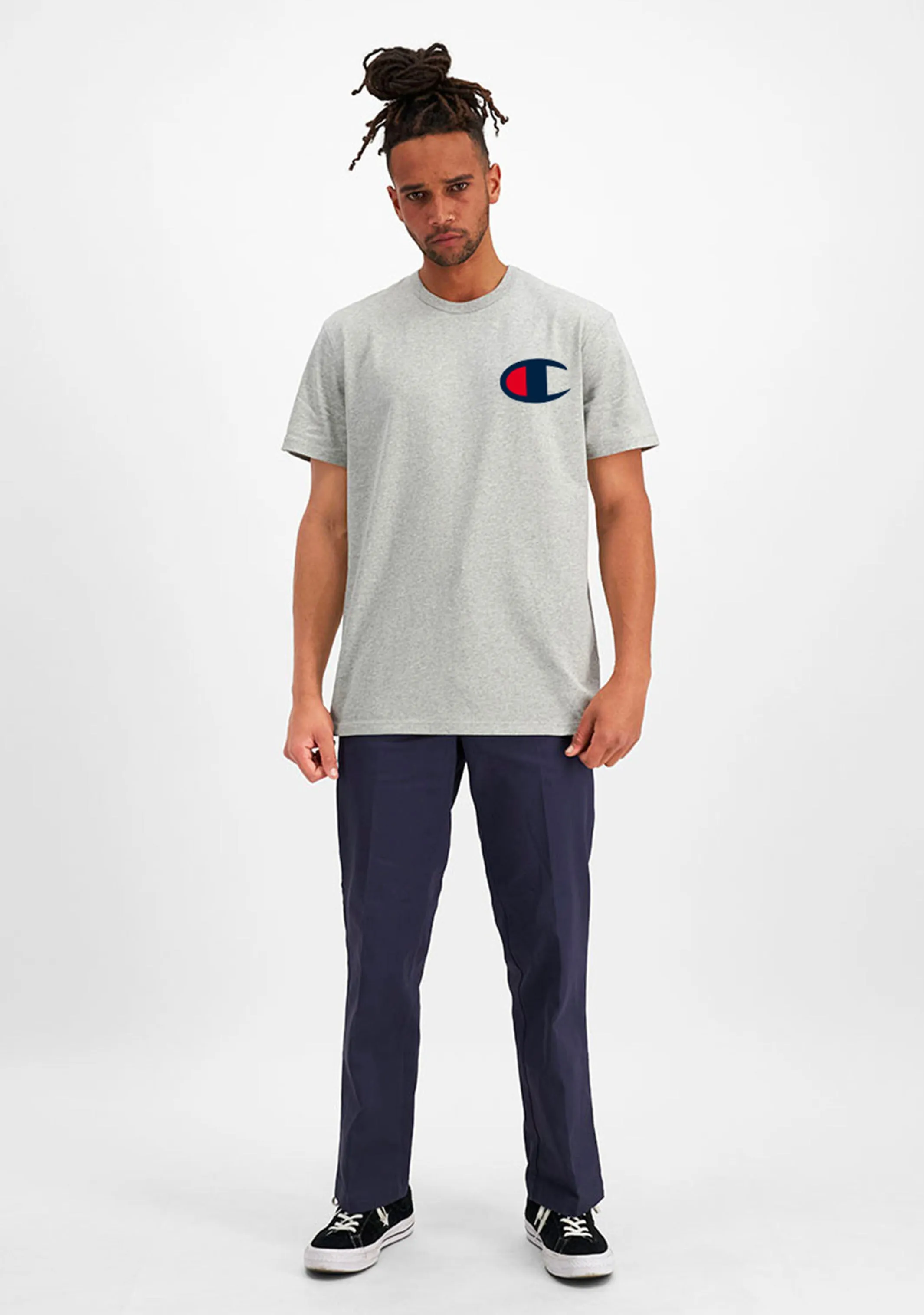 Champion Herren C Logo Kurzarm T-Shirt Grau