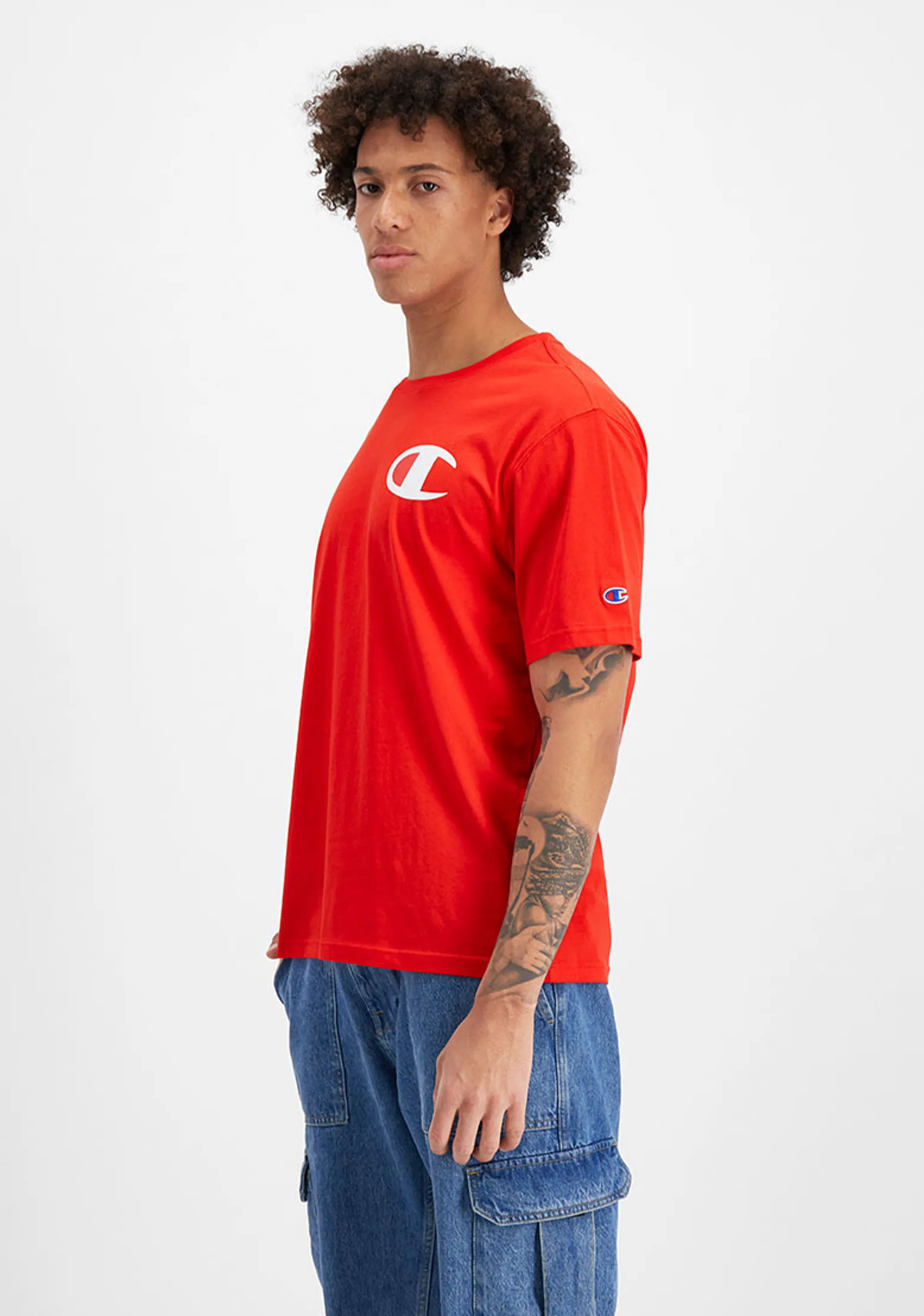 Champion Herren C Logo Kurzarm T-Shirt Rot