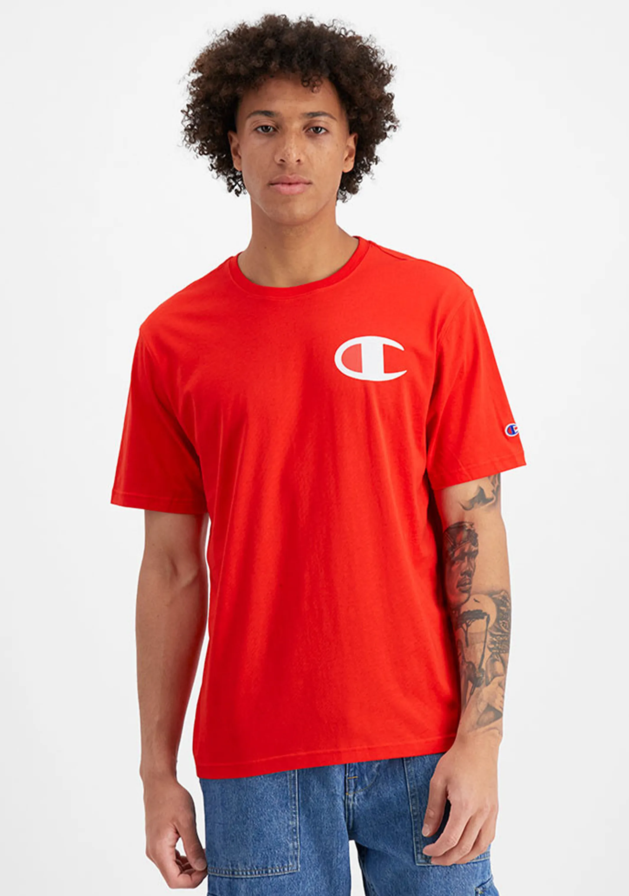 Champion Herren C Logo Kurzarm T-Shirt Rot