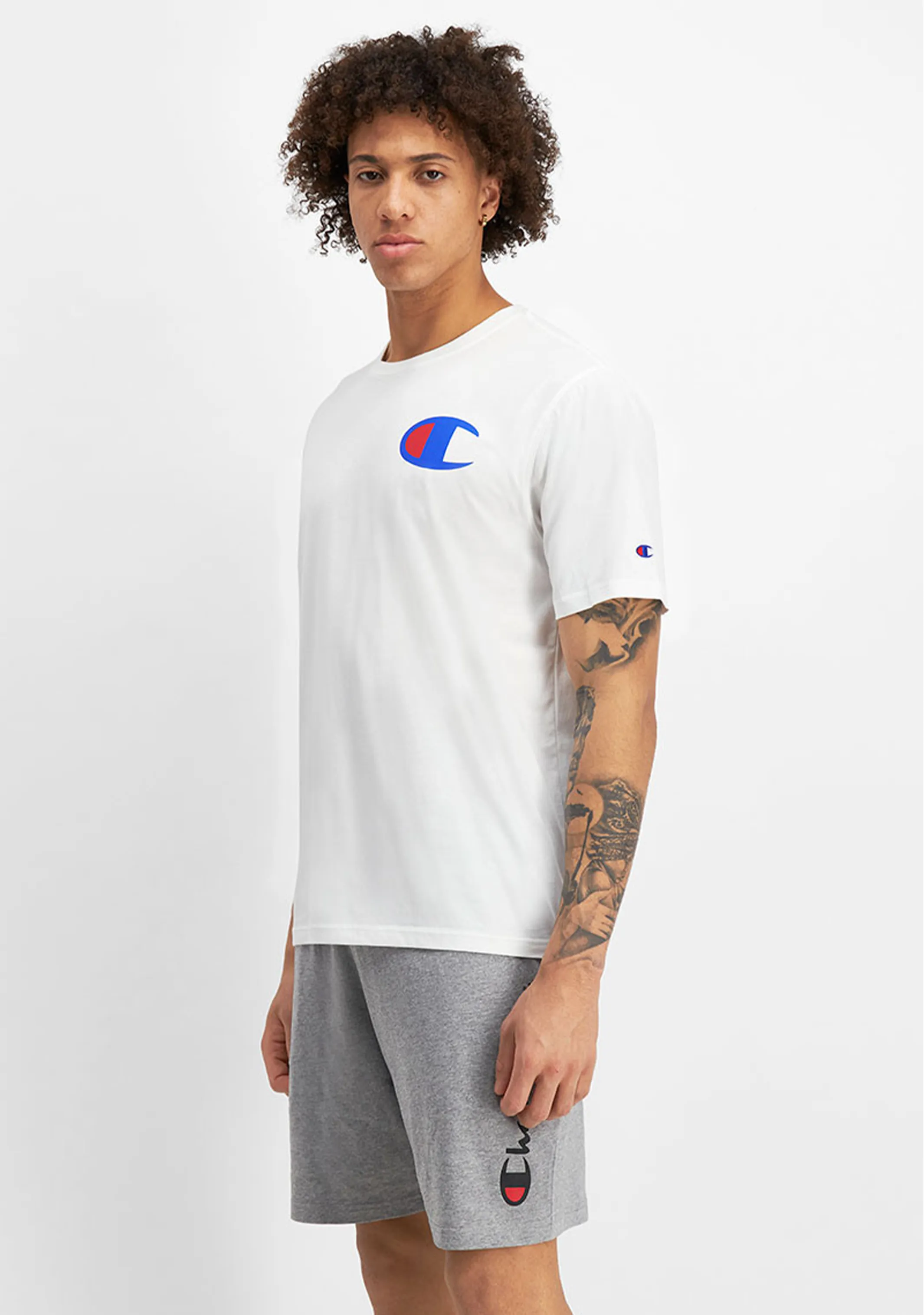 Champion Herren C Logo Kurzarm T-Shirt Weiß