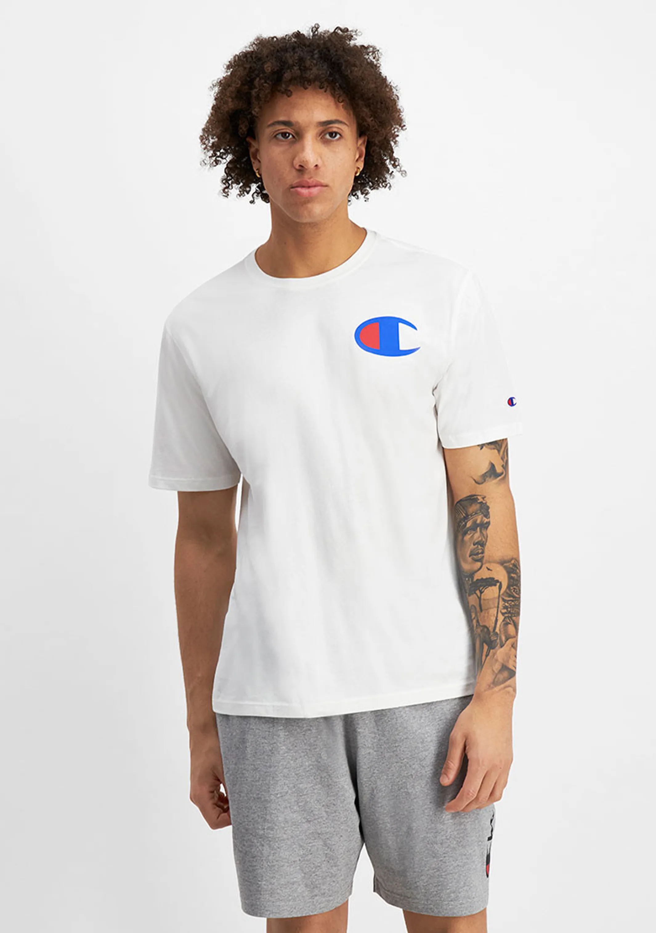Champion Herren C Logo Kurzarm T-Shirt Weiß