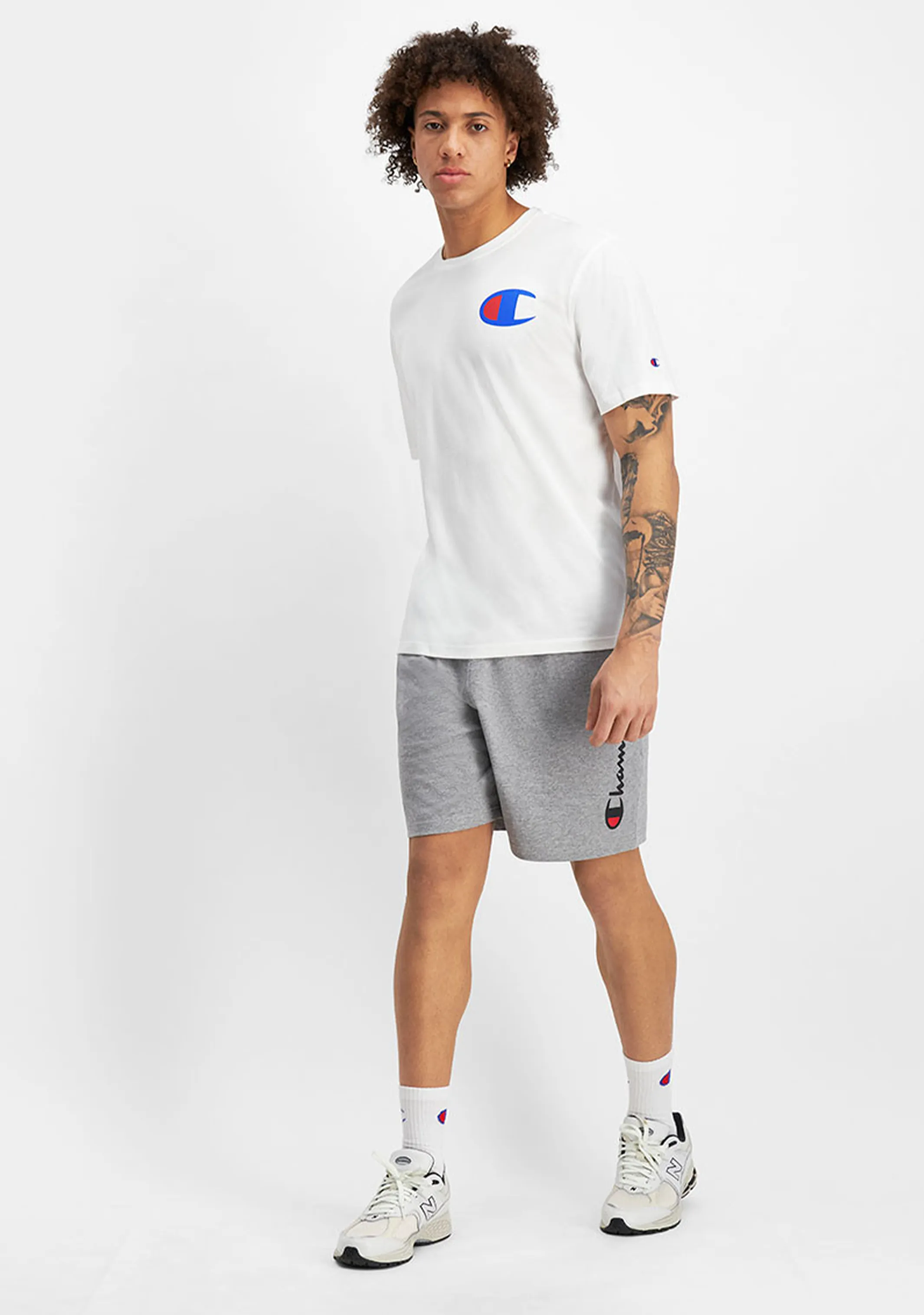 Champion Herren C Logo Kurzarm T-Shirt Weiß