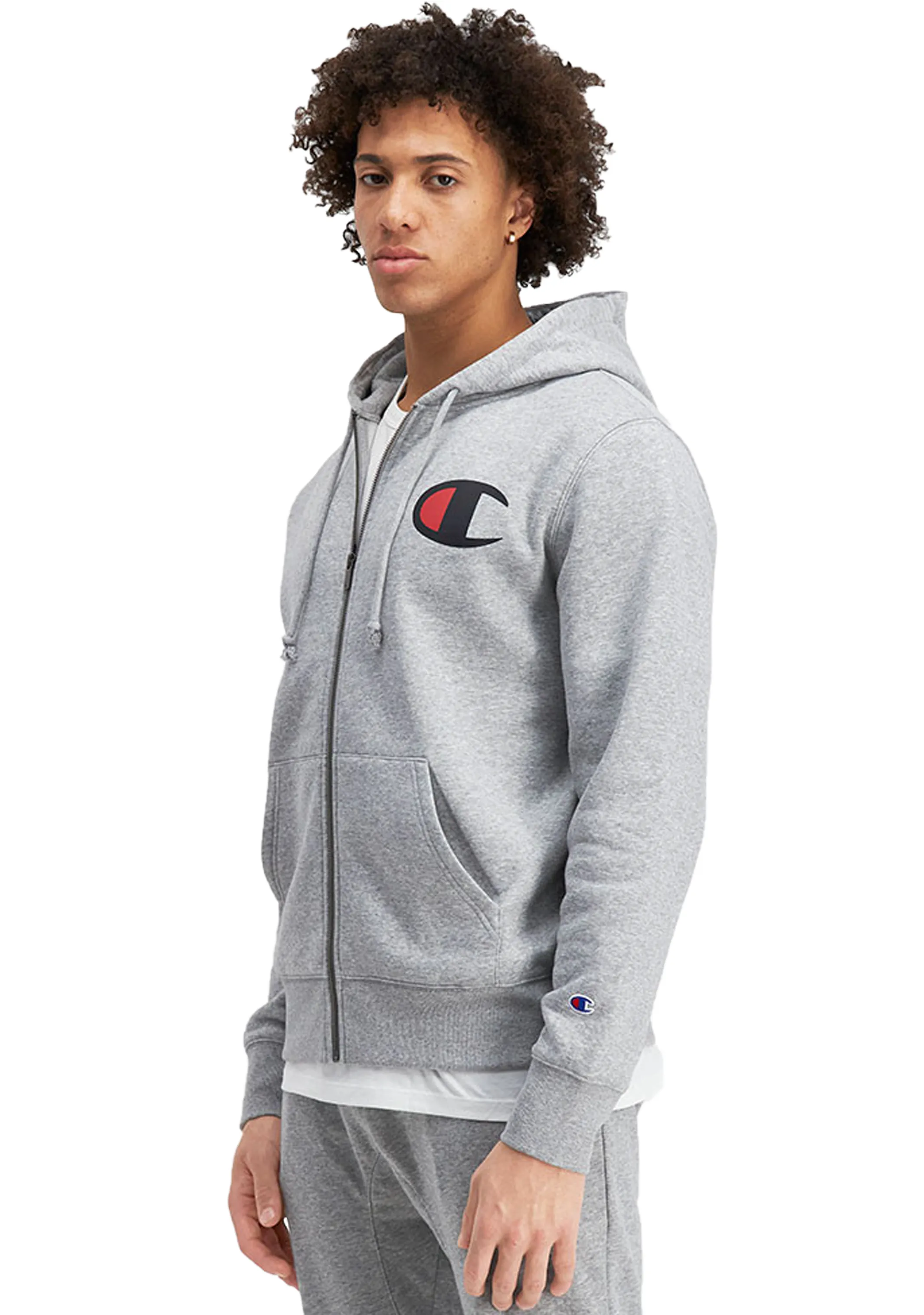 Champion Herren C Logo Kapuzenpullover mit Reißverschluss <br> AVV9N A3R GRAU