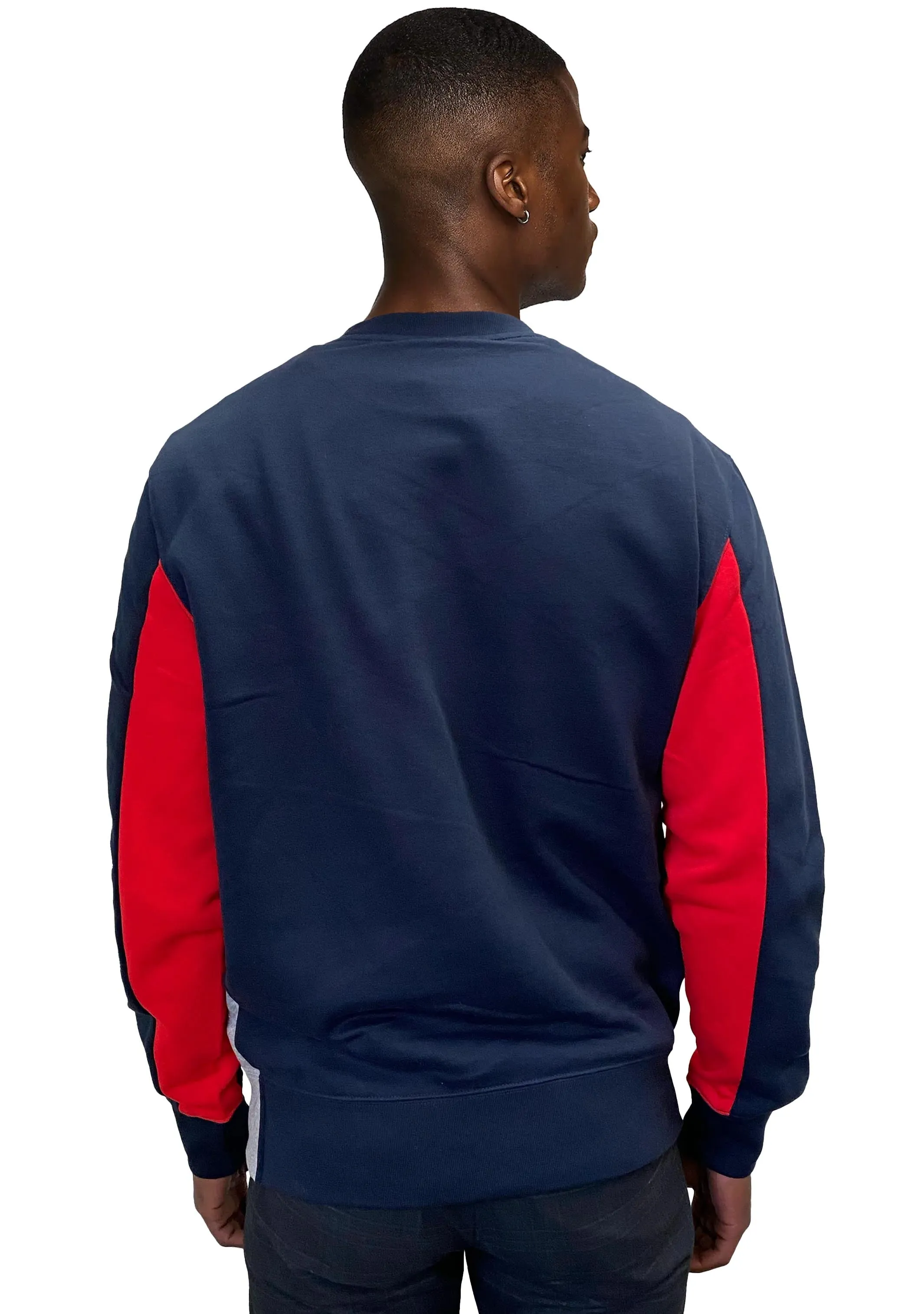 Champion Herren Colourblock Crew Rot Marine Grau <BR> AWU9A1