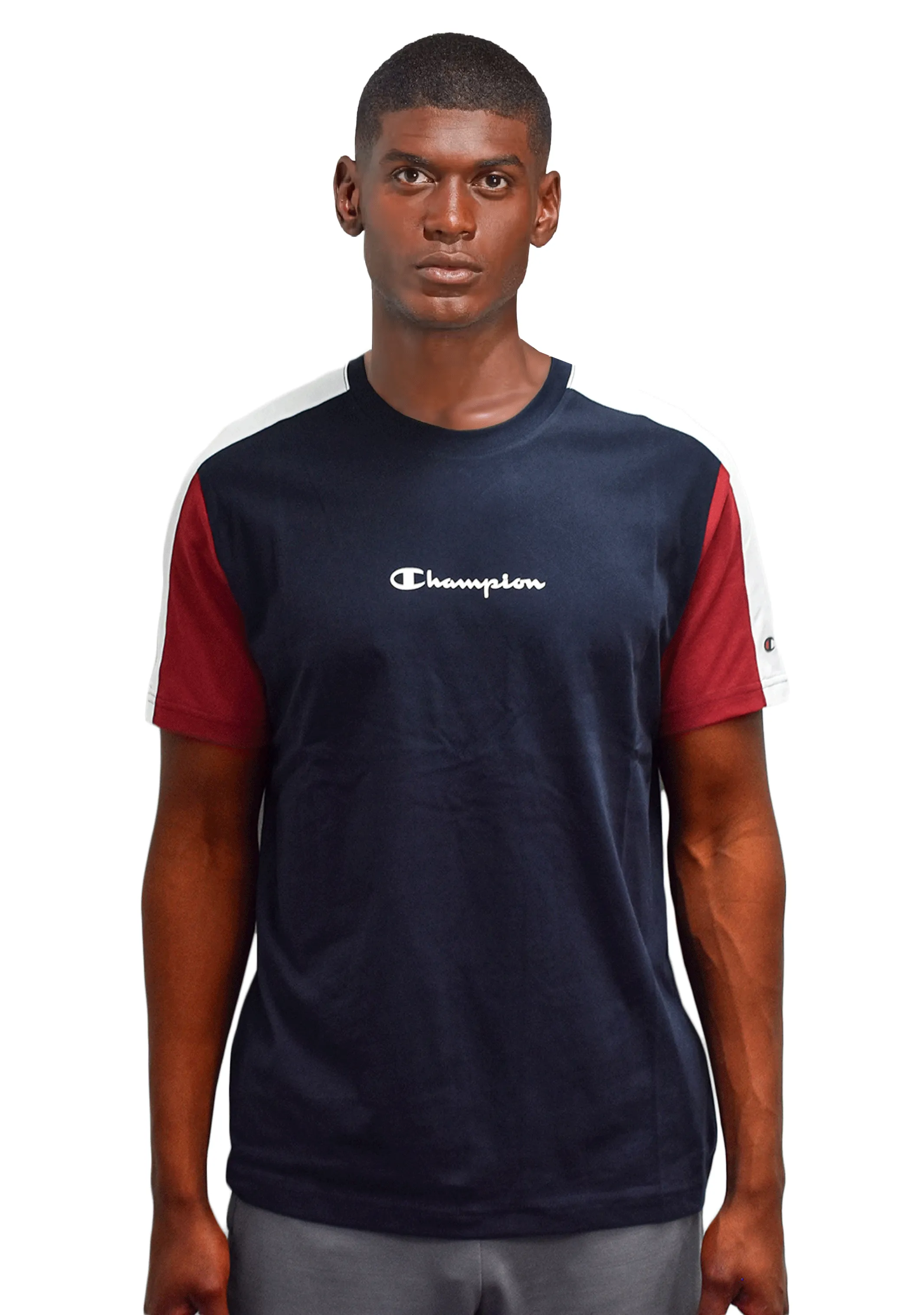 Champion Herren EU Mod Block T-Shirt Rot Marine <br> AWFMA1