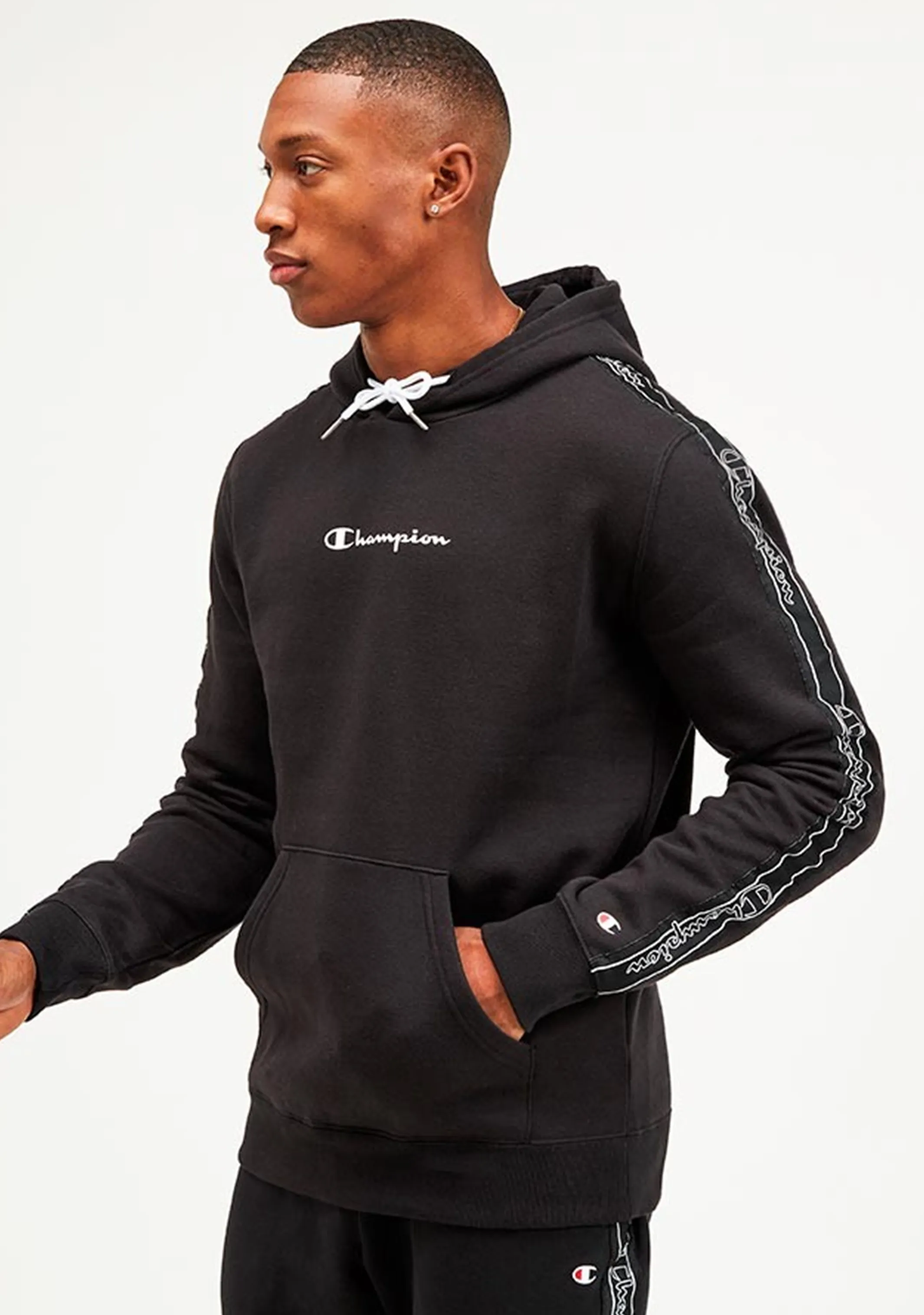 Champion Herren EU Taping Hoodie <BR> AW9XA1 BLK SCHWARZ