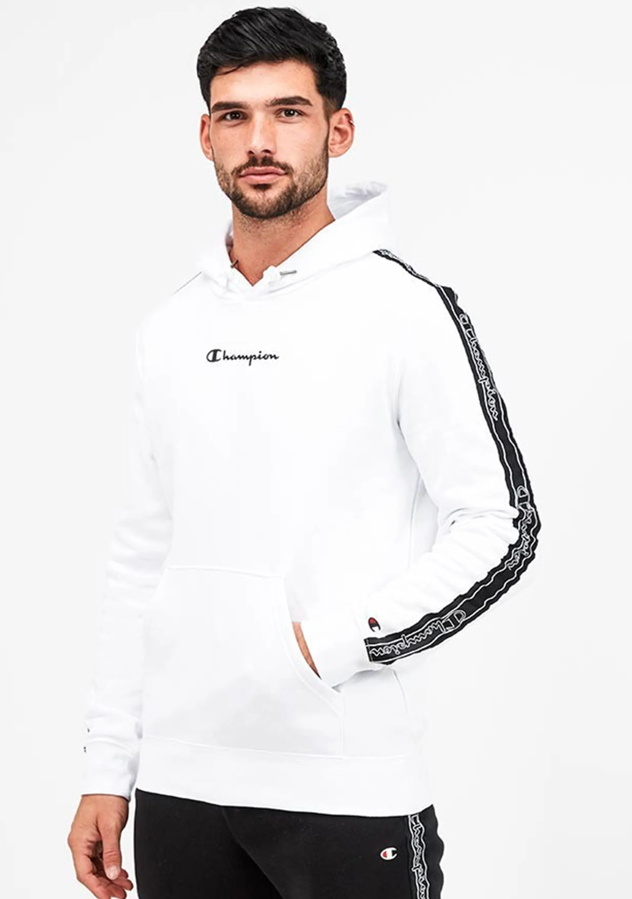 Champion Herren EU Taping Hoodie <BR> AW9XA1 WIT WEIß