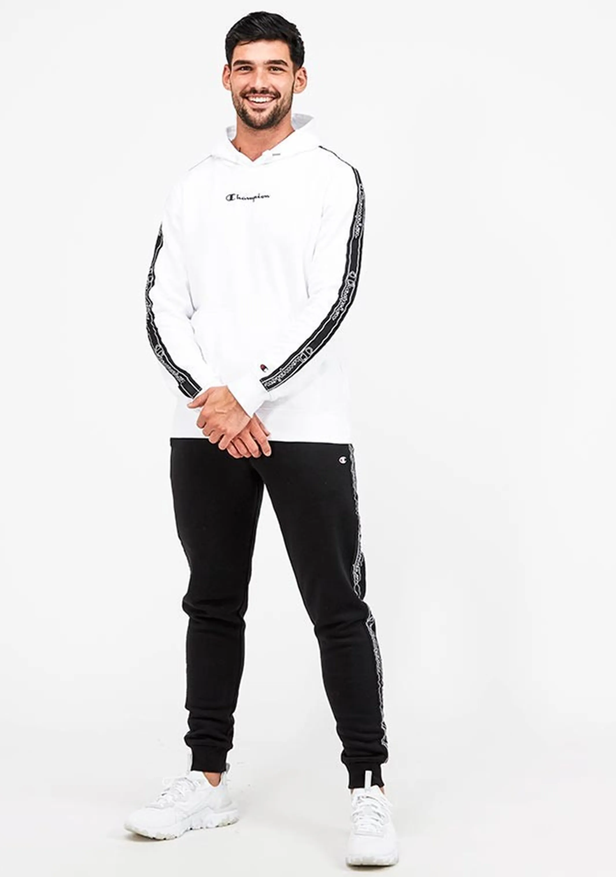 Champion Herren EU Taping Hoodie <BR> AW9XA1 WIT WEIß