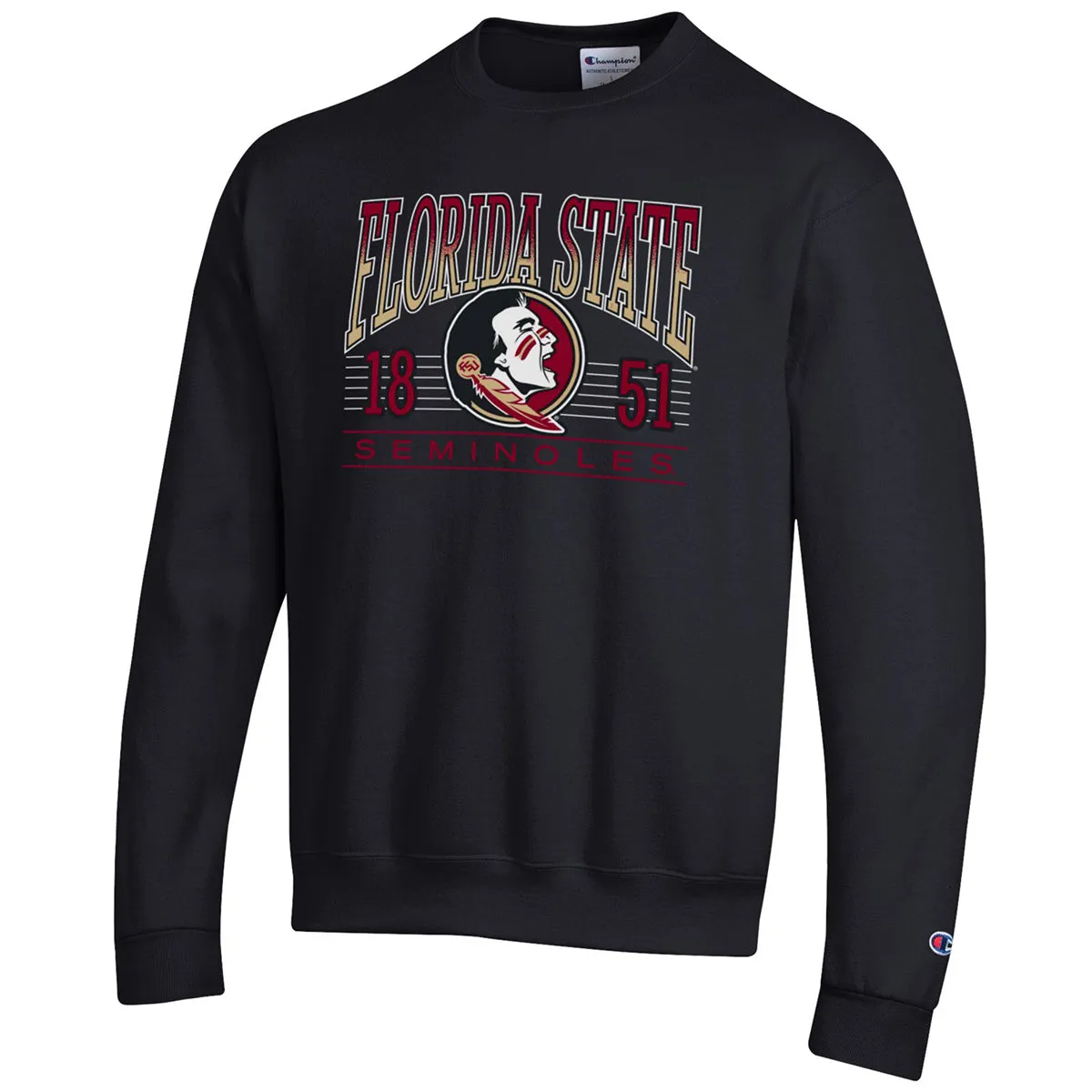 Champion Herren Florida State Seminoles/Seminole Logo Design Powerblend Fleece Crew - Schwarz
