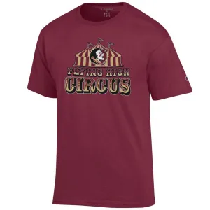 Champion Herren Flying High Circus Seminole Logo Design Kurzarm T-Shirt - Granat