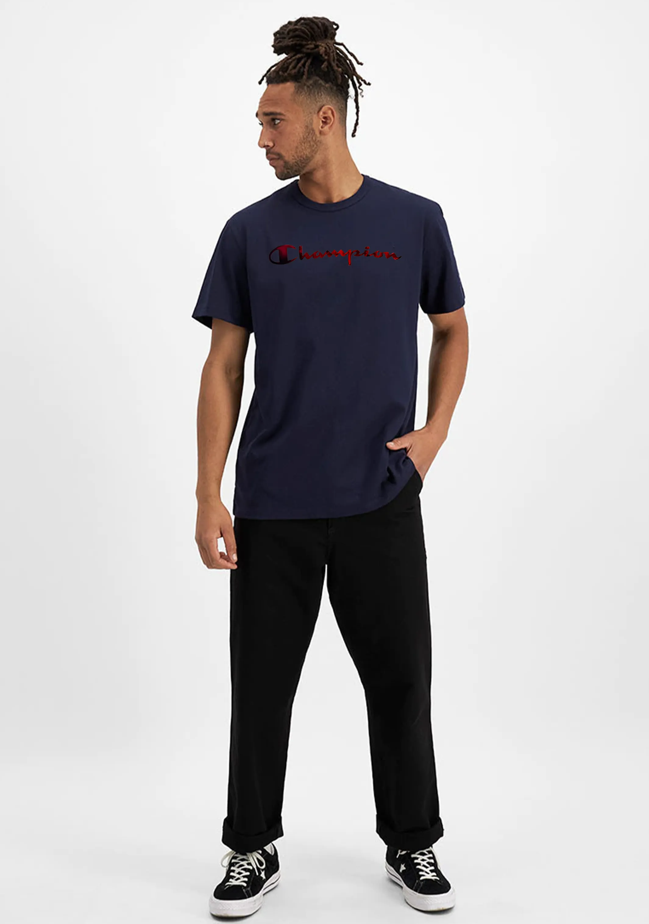 Champion Herren Florett Logo T-Shirt Marineblau