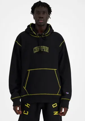 Champion Herren Reverse Weave Kontraststich Hoodie Schwarz