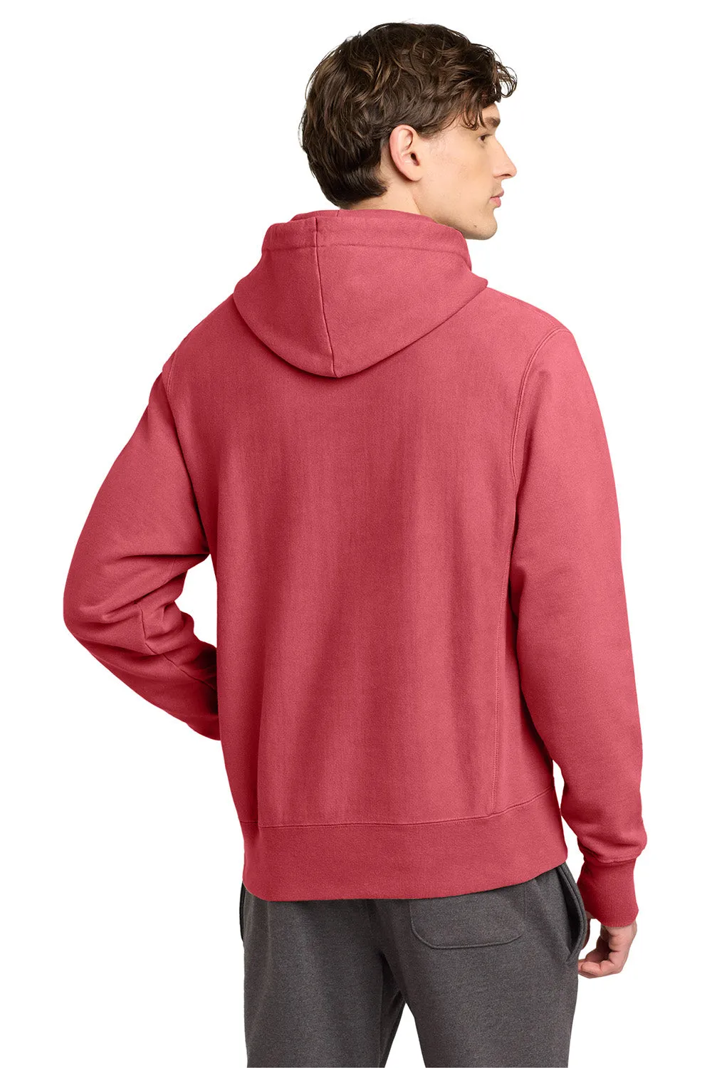 Champion Herren Reverse Weave Garment Dyed Kapuzenpullover mit Kangaroo-Tasche - Karmesinrot