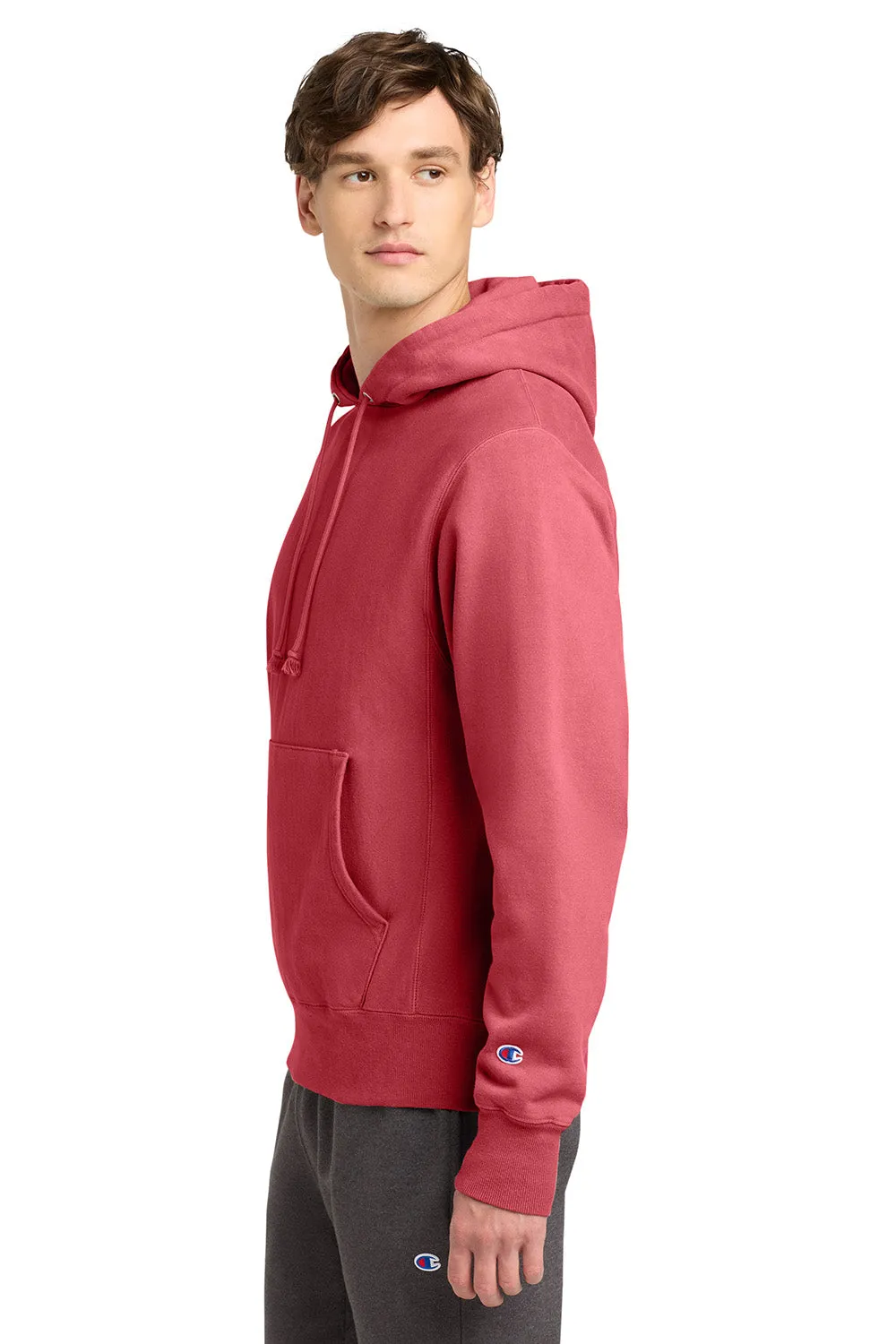 Champion Herren Reverse Weave Garment Dyed Kapuzenpullover mit Kangaroo-Tasche - Karmesinrot