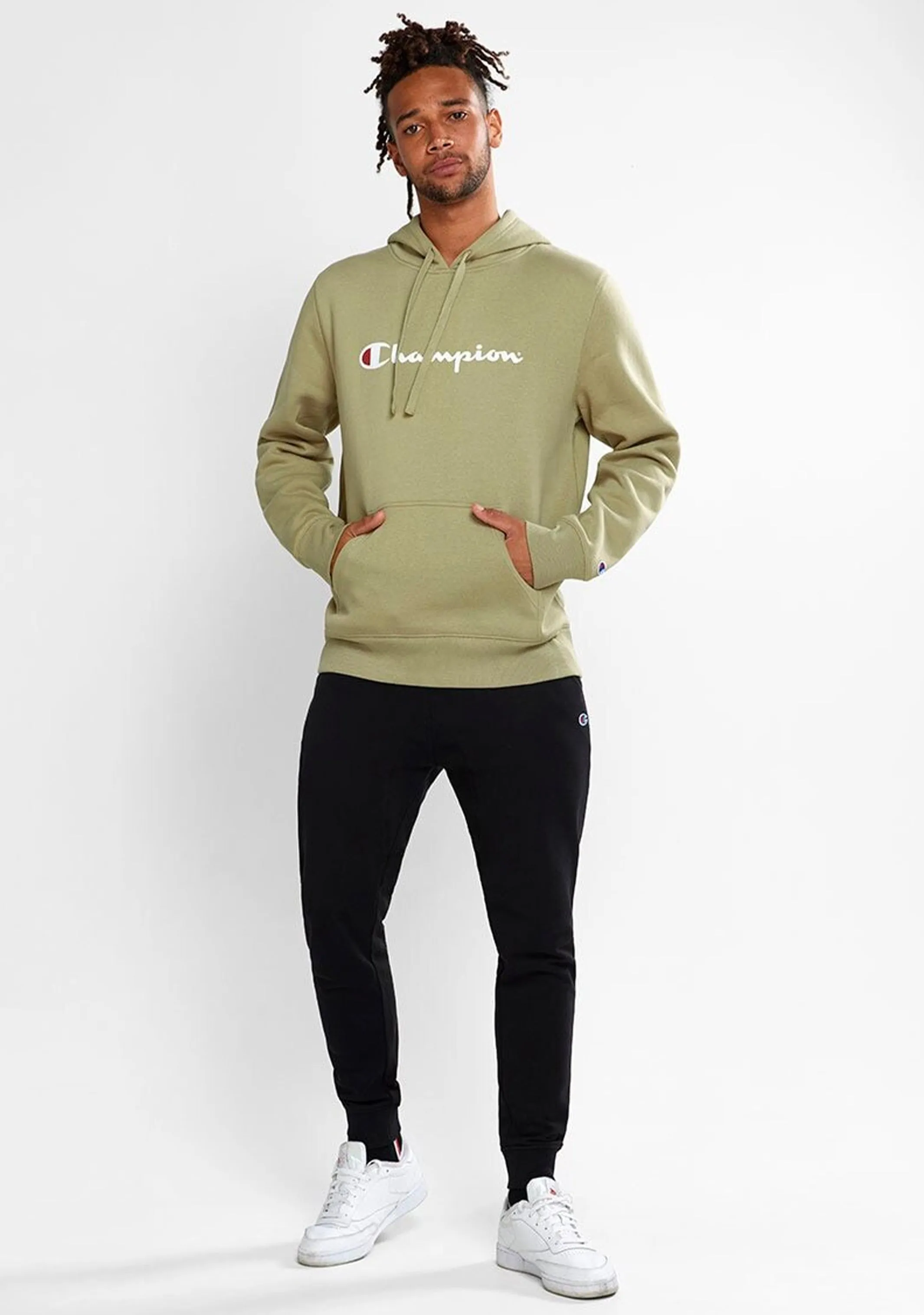 Champion Herren Script Hoodie Khaki <br> AY79N FSJ